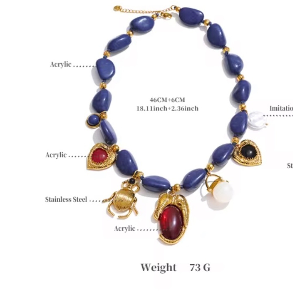 Statement Charm Necklace – Gold Plated with Acrylic Pearl Accents Anthropologie - Picture 3 of 9